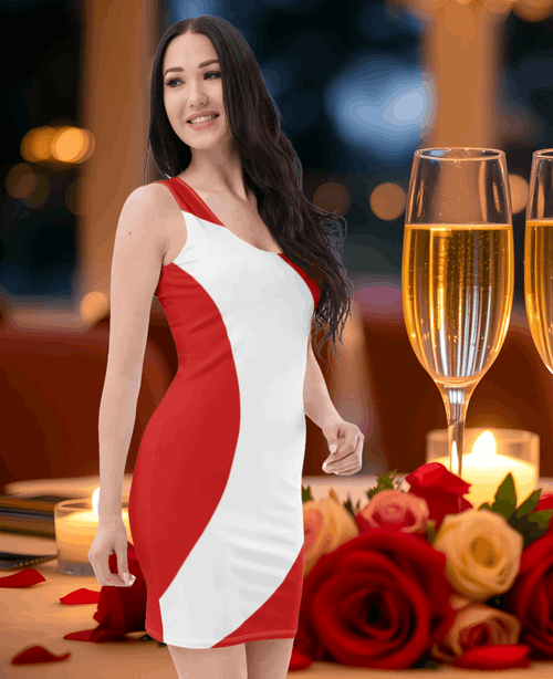 Dynamic Bodycon Dress (Red & White)