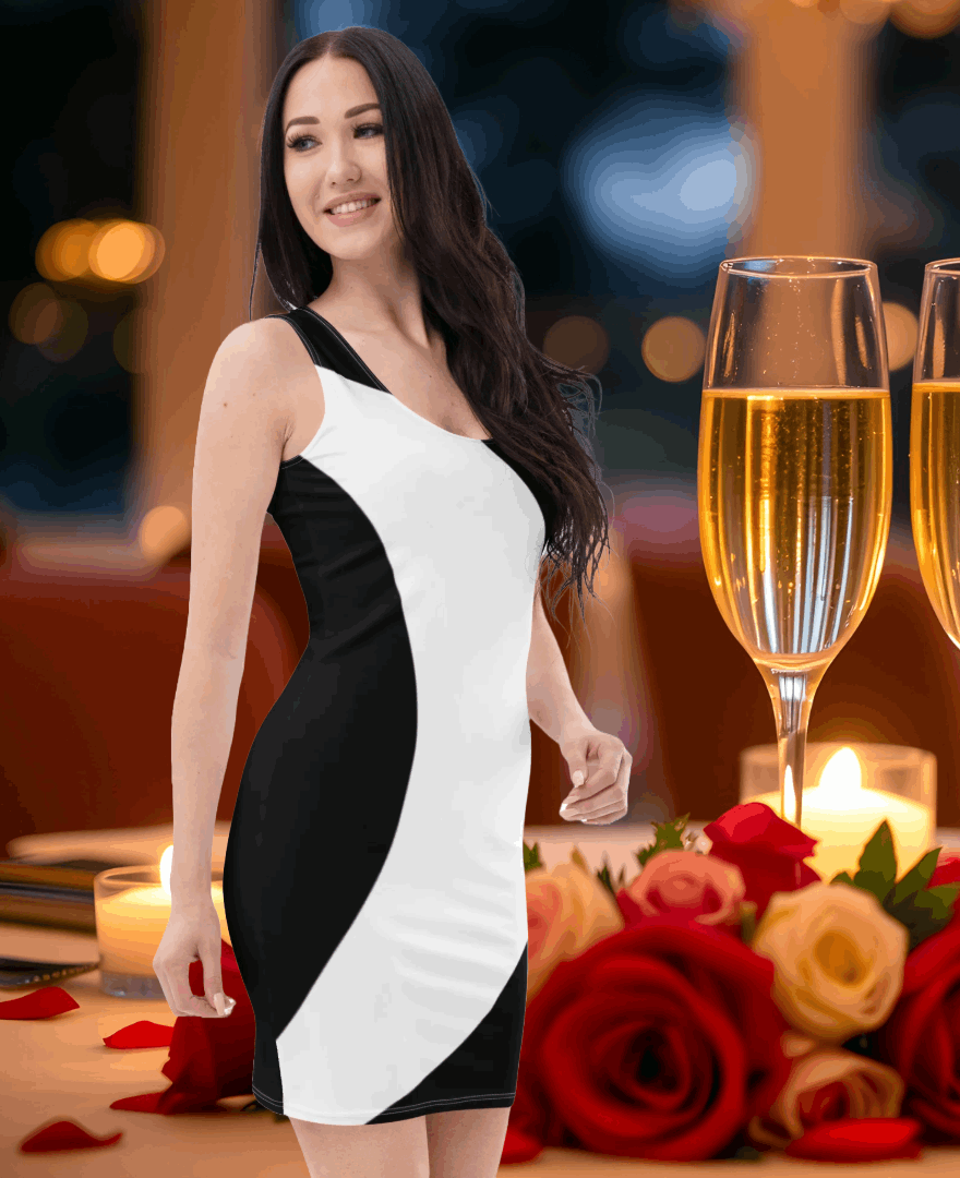 Dynamic Bodycon Dress (Black & White)