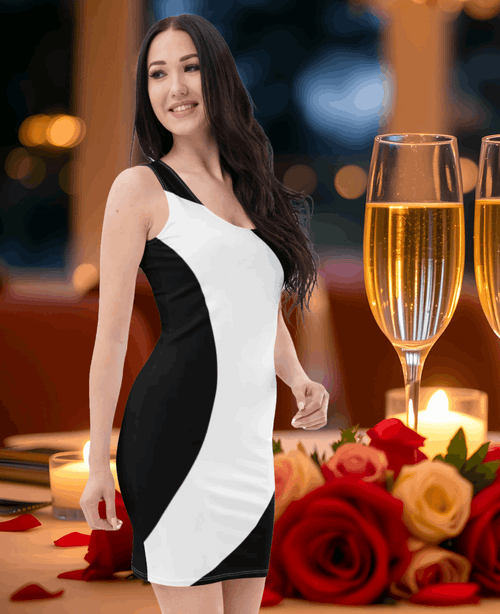 Dynamic Bodycon Dress (Black & White)