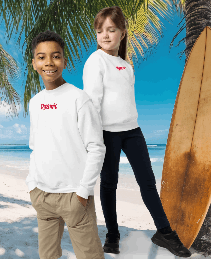 Dynamic Moon Youth Crew Neck Eco Sweatshirt (Crimson)