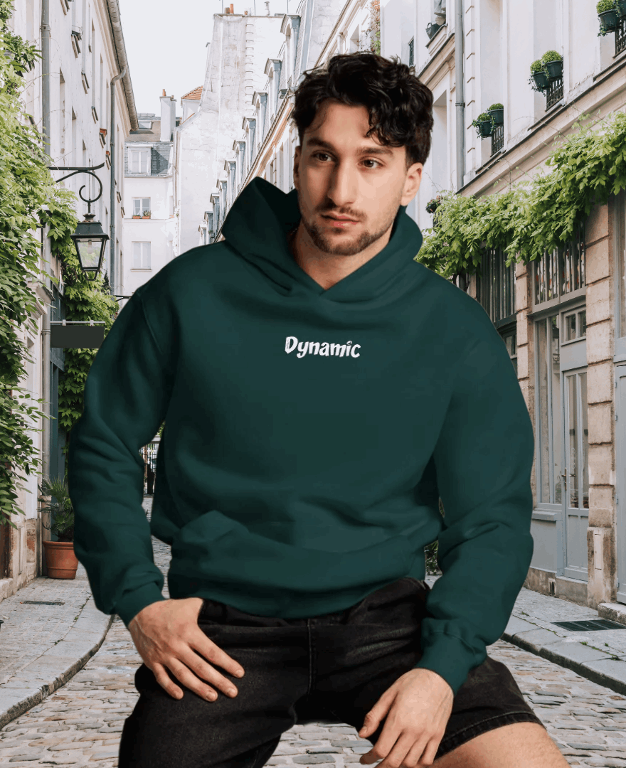 Men's Dynamic Moon Oversized Hoodie (Pine Green)
