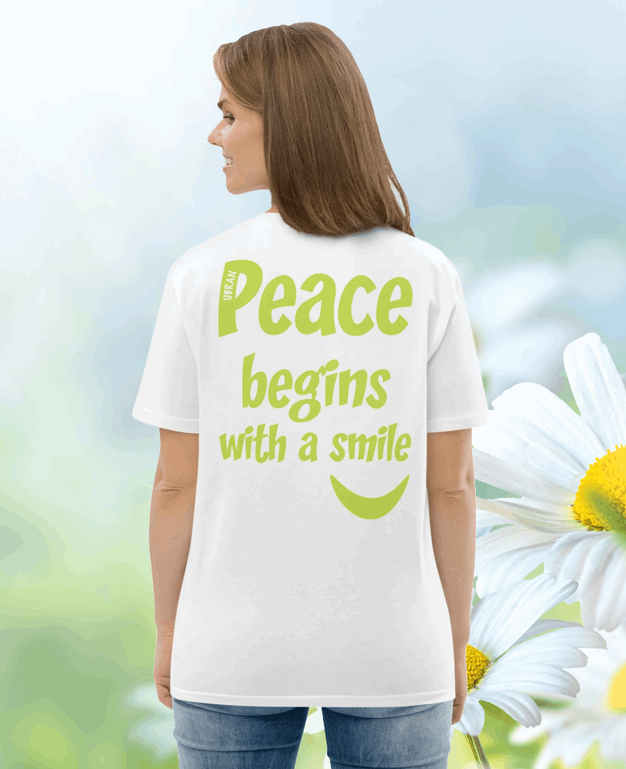 Peace Begins With A Smile Eco T-shirt (Mindaro)
