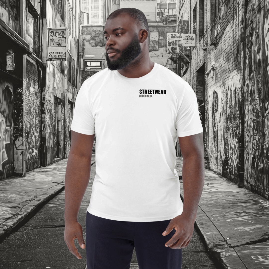Men's Oversized Tee White with Black Logo – Streetwear Redefined | Organic Cotton T-Shirt - Main