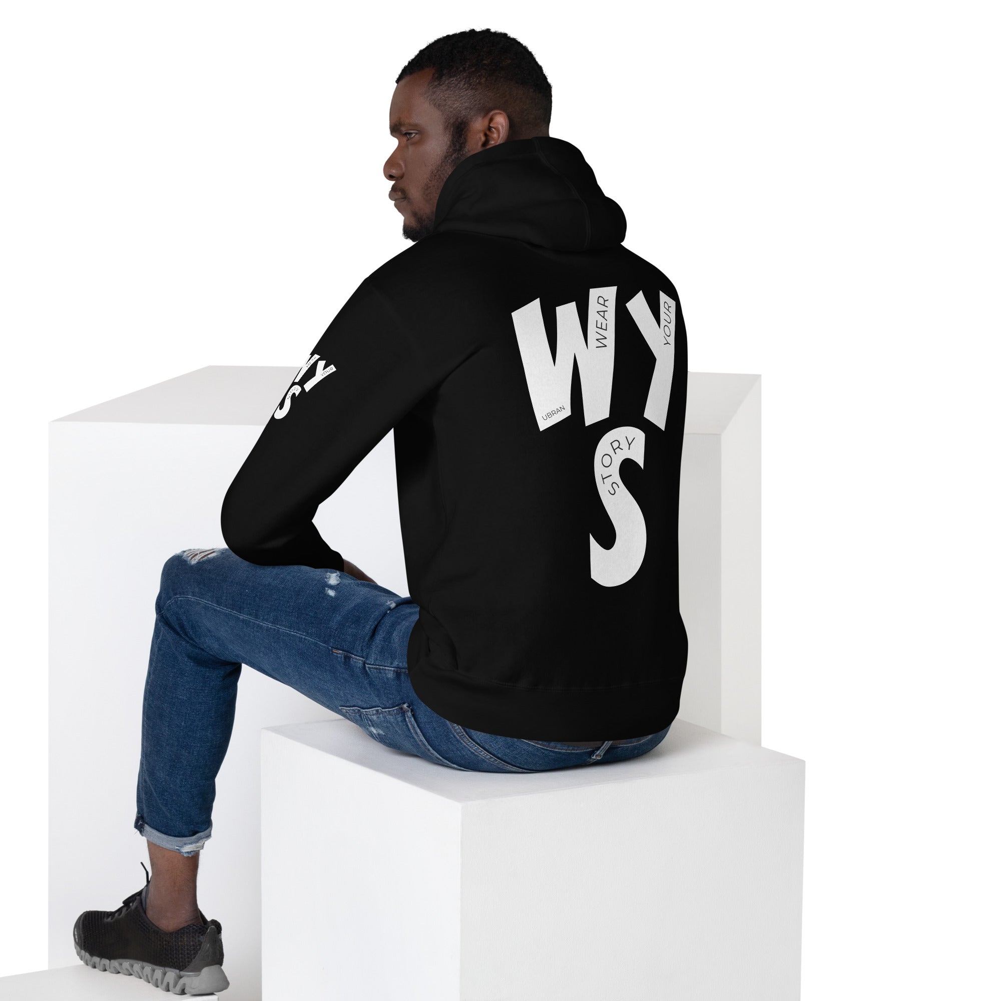 Men’s Stylish Hoodie Black – Wear Your Story | Streetwear Cotton Fleece Pullover Hoodie - Sat Down