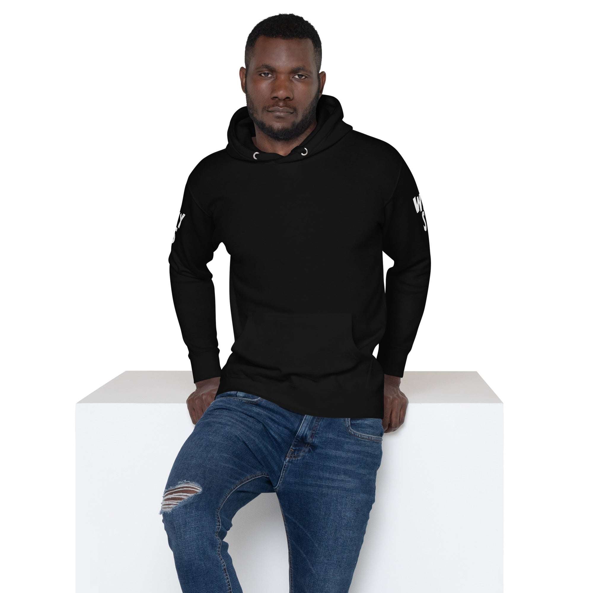 Men’s Stylish Hoodie Black – Wear Your Story | Streetwear Cotton Fleece Pullover Hoodie - Front