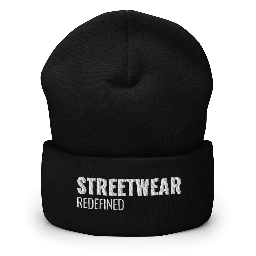 Men’s Black Streetwear Beanie – Streetwear Redefined Close Up