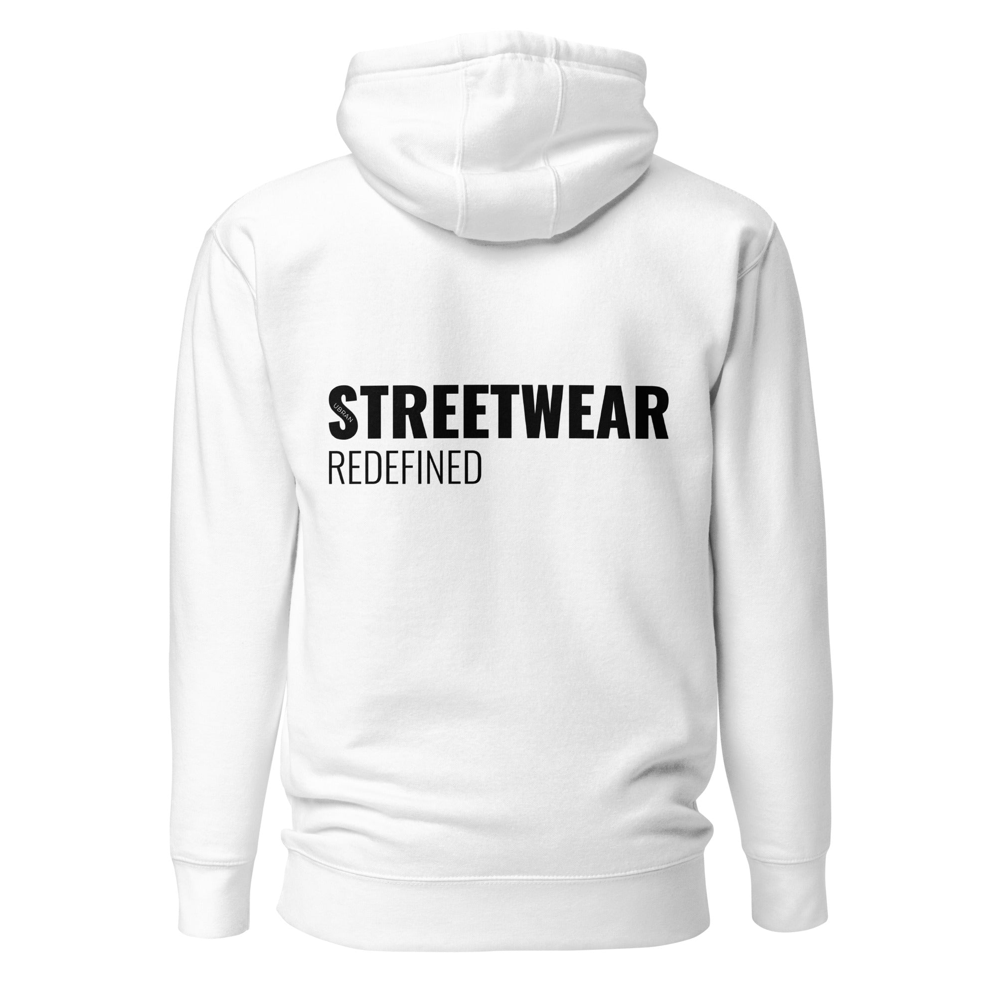 Flat lay of Men’s Premium White Hoodie – Streetwear Redefined Collection