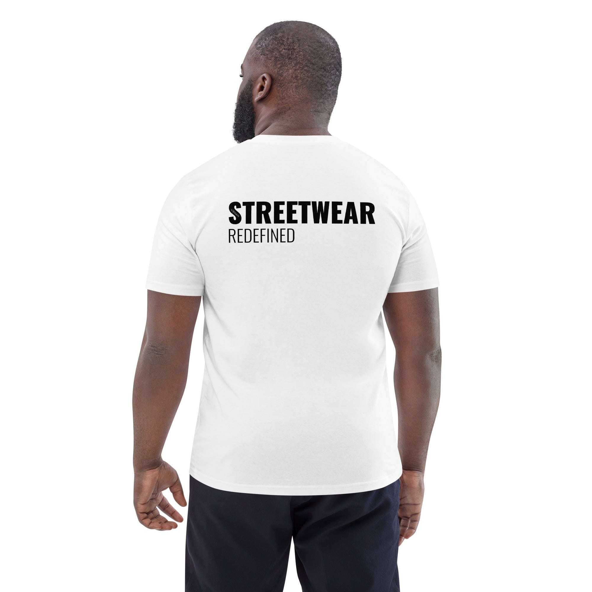 Men's Oversized Tee White with Black Logo – Streetwear Redefined | Organic Cotton T-Shirt - Back