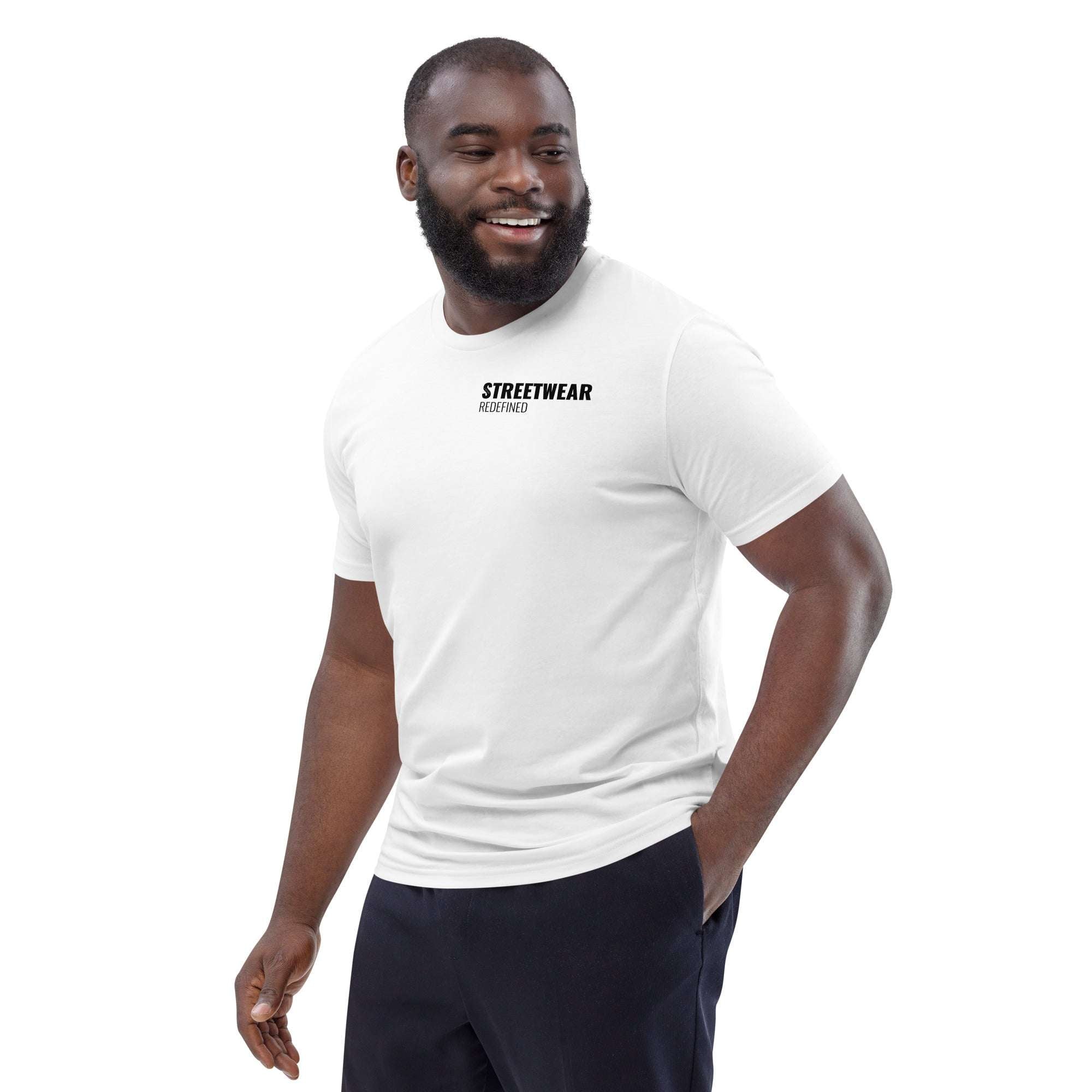 Men's Oversized Tee White with Black Logo – Streetwear Redefined | Organic Cotton T-Shirt - Front
