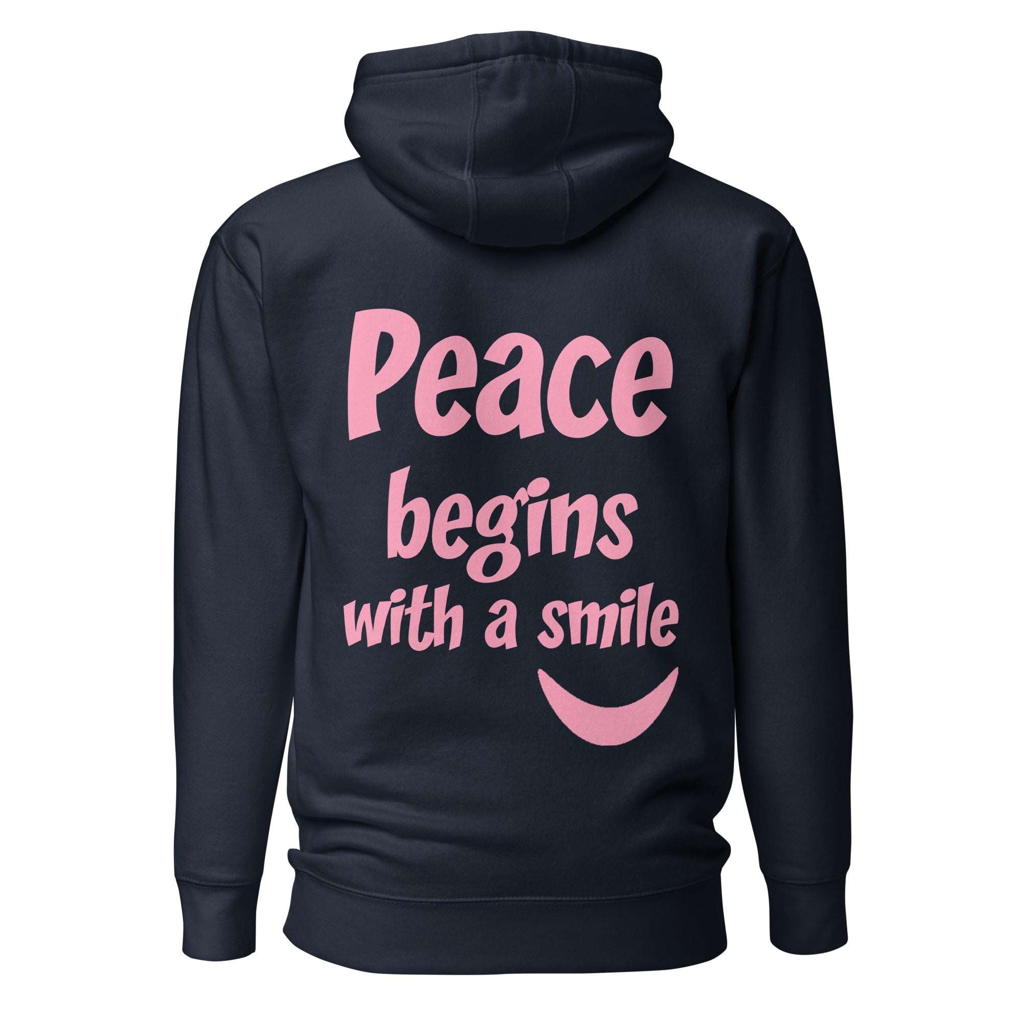 Peace Begins With A Smile Eco Hoodie (Navy Blue)