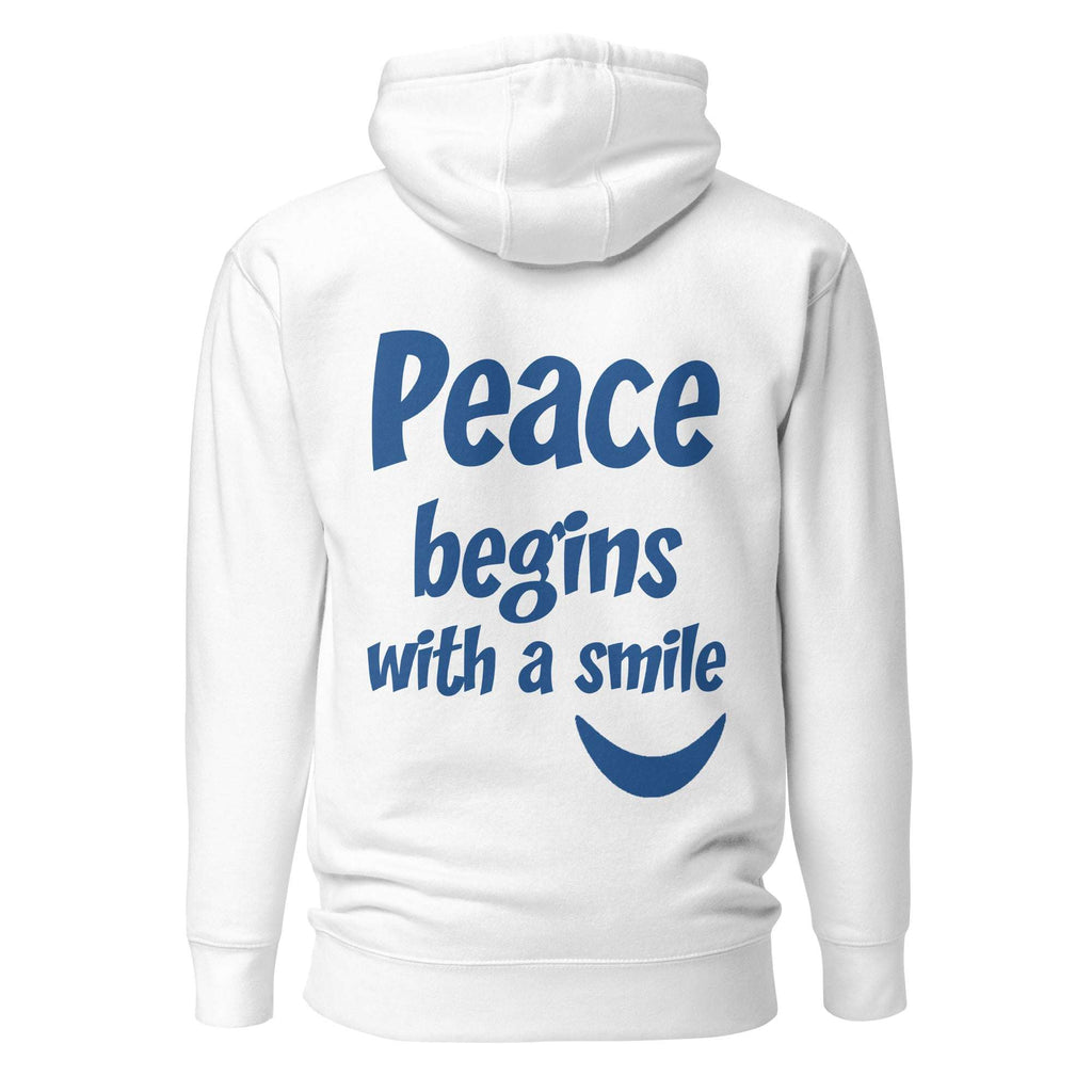 Peace begins with a smile Eco Hoodie (White)