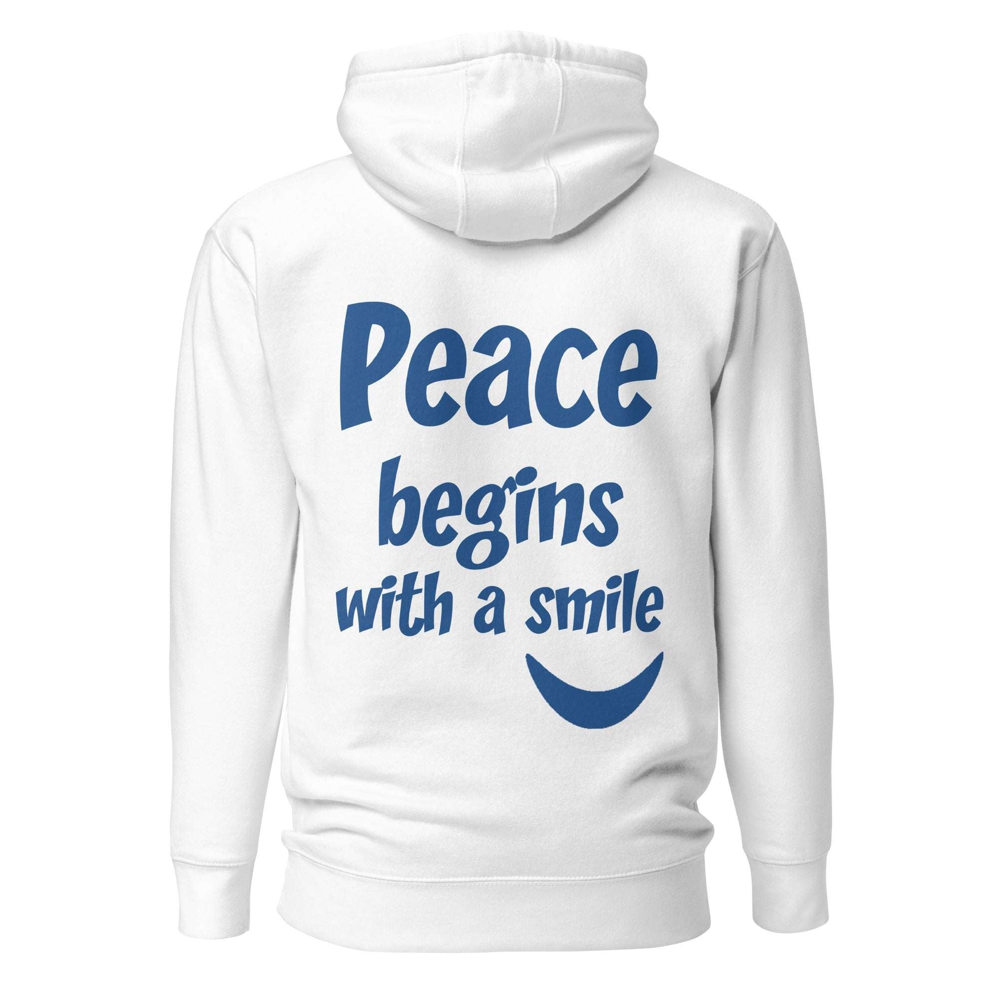 Peace begins with a smile Eco Hoodie (White)