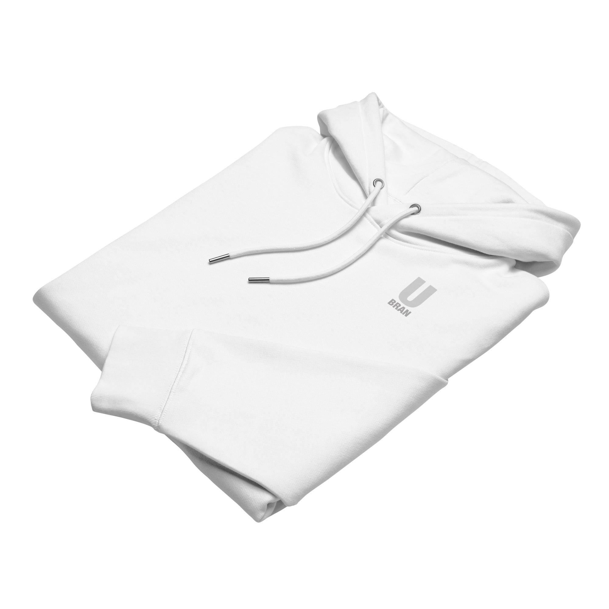 Flat lay of Women’s Premium White Hoodie – Urban Own Your Edge Streetwear